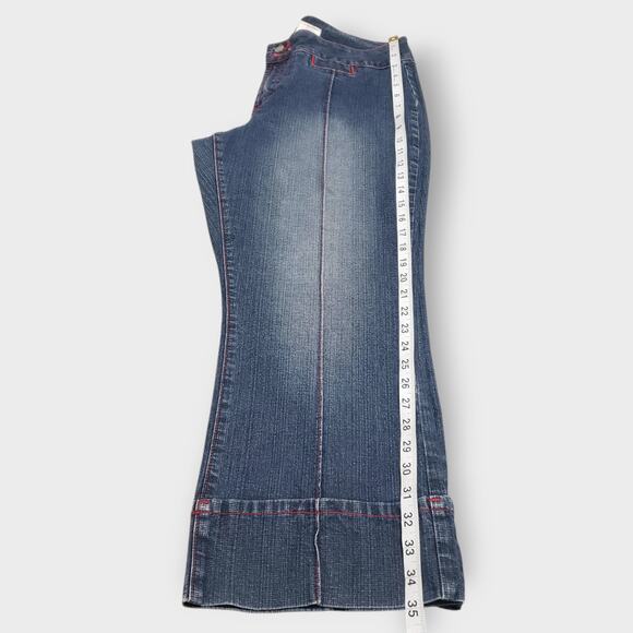 Vintage Y2K Vigoss Jeans Cropped Wide Leg Denim Sz 15/16 Red Stitching 90s 2000s - Picture 12 of 12